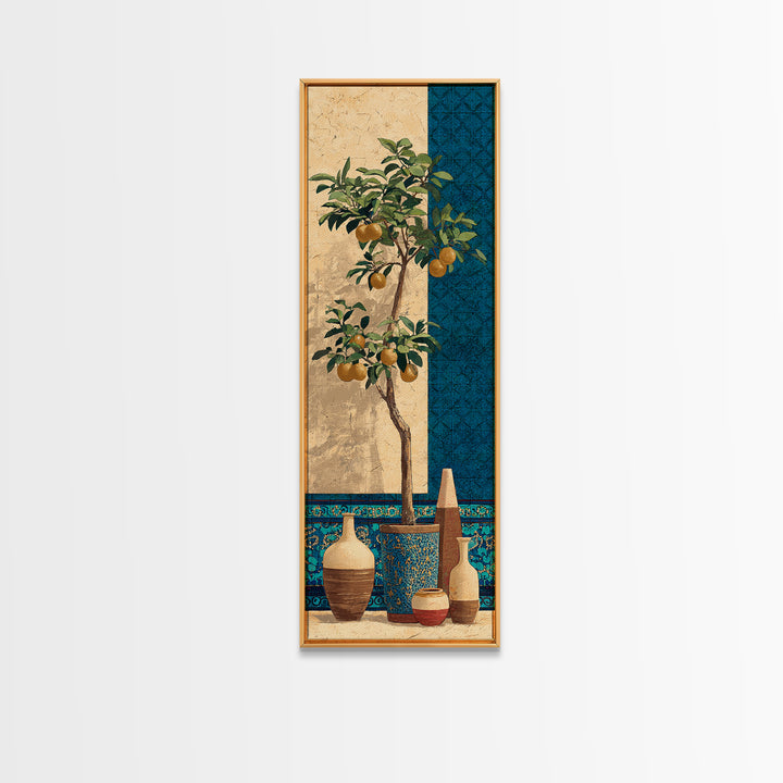 Orange Tree in a Courtyard Planter Canvas Print, Italian Villa Art, Coastal Decor, Living Room Decor, Fine Art, Villa, IVA-1x3-26