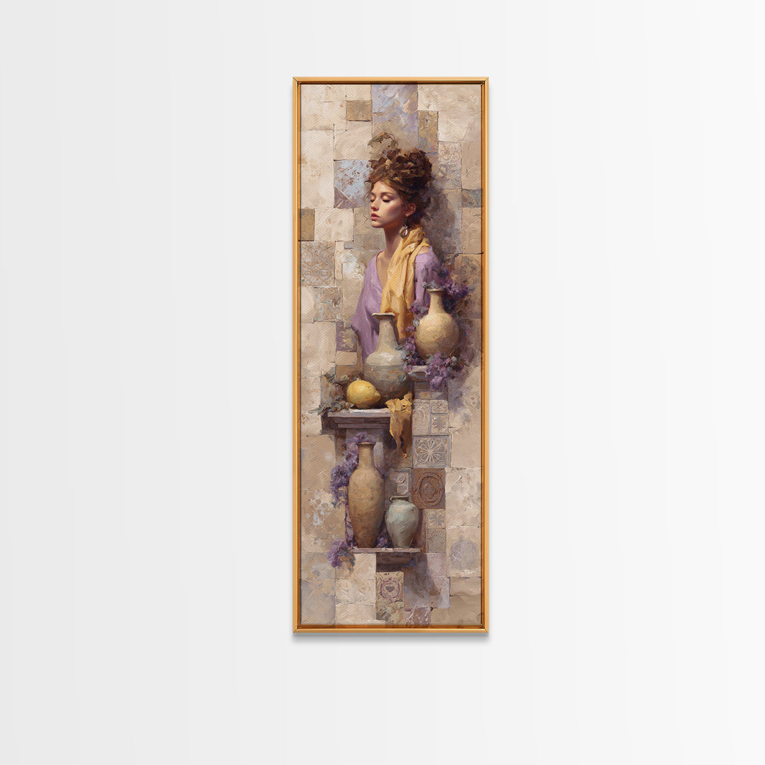 Renaissance Inspired Portrait with Modern Softness Canvas Print, Italian Villa Art, Landscape Painting, Living Room Decor, IVA-1x3-30