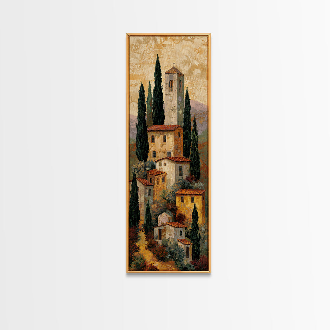 Tuscan Hillside with Cypress Trees and Golden Canvas Print, Italian Villa Art, Living Room Art, Living Room Decor, Villa, IVA-1x3-37