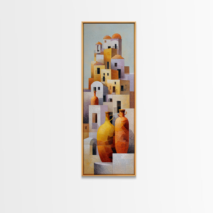 Terracotta Rooftops Against Pale Sky Canvas Print, Italian Villa Art, Wall Decor, Living Room Decor, Fine Art, Villa, IVA-1x3-40