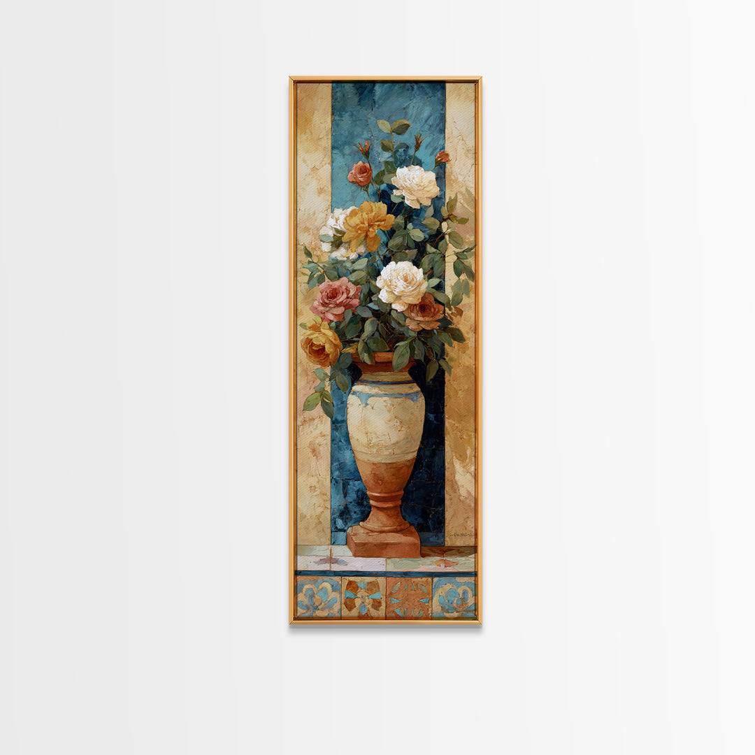 Italian Villa Garden Urn Canvas Print, Italian Villa Art, Landscape Art, Living Room Decor, Oil Painting, Villa, IVA-1x3-42