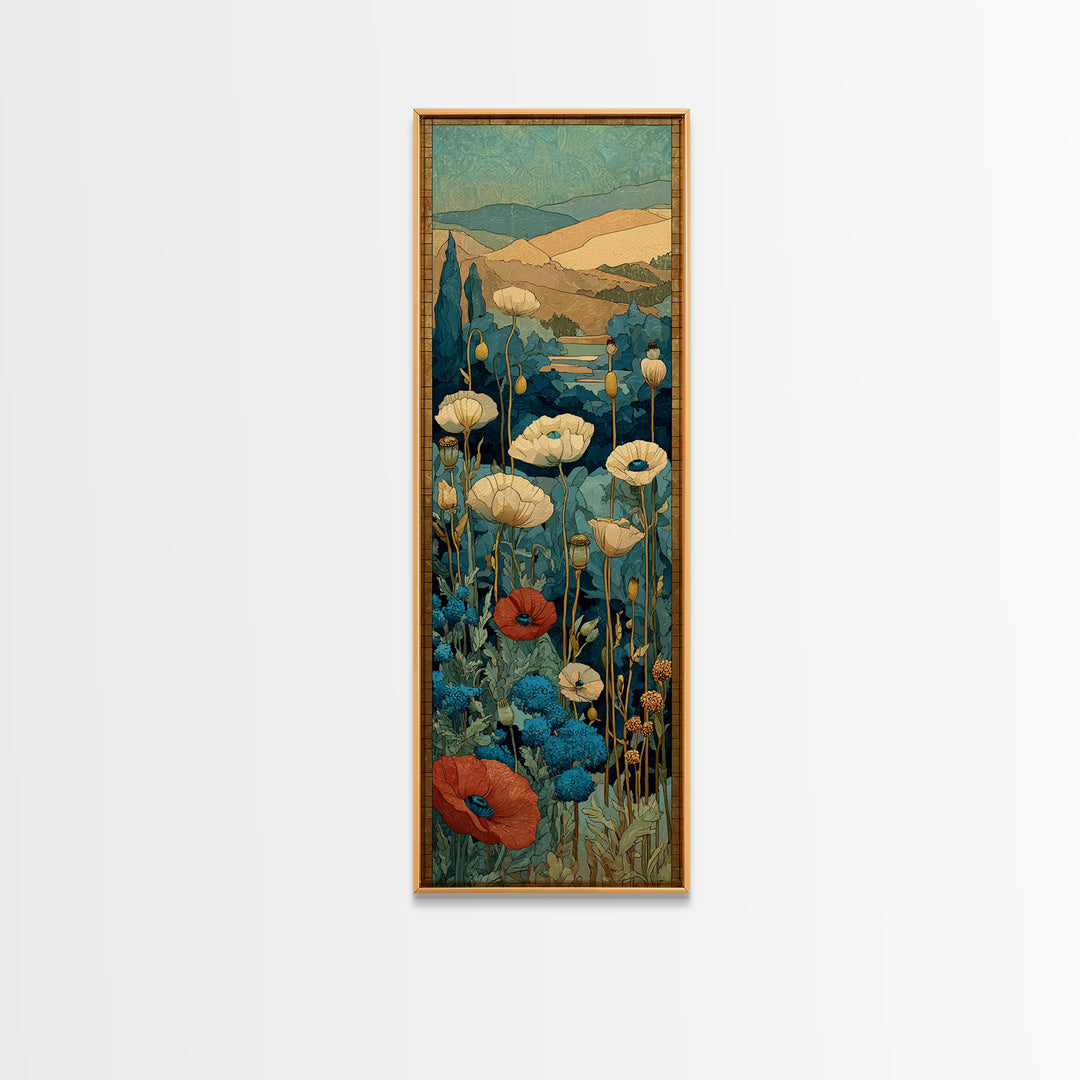 Tuscan Poppy Field Canvas Print, Italian Villa Art, Art Print, Living Room Decor, Abstract Art, Villa, Printable Art, IVA-1x3-51
