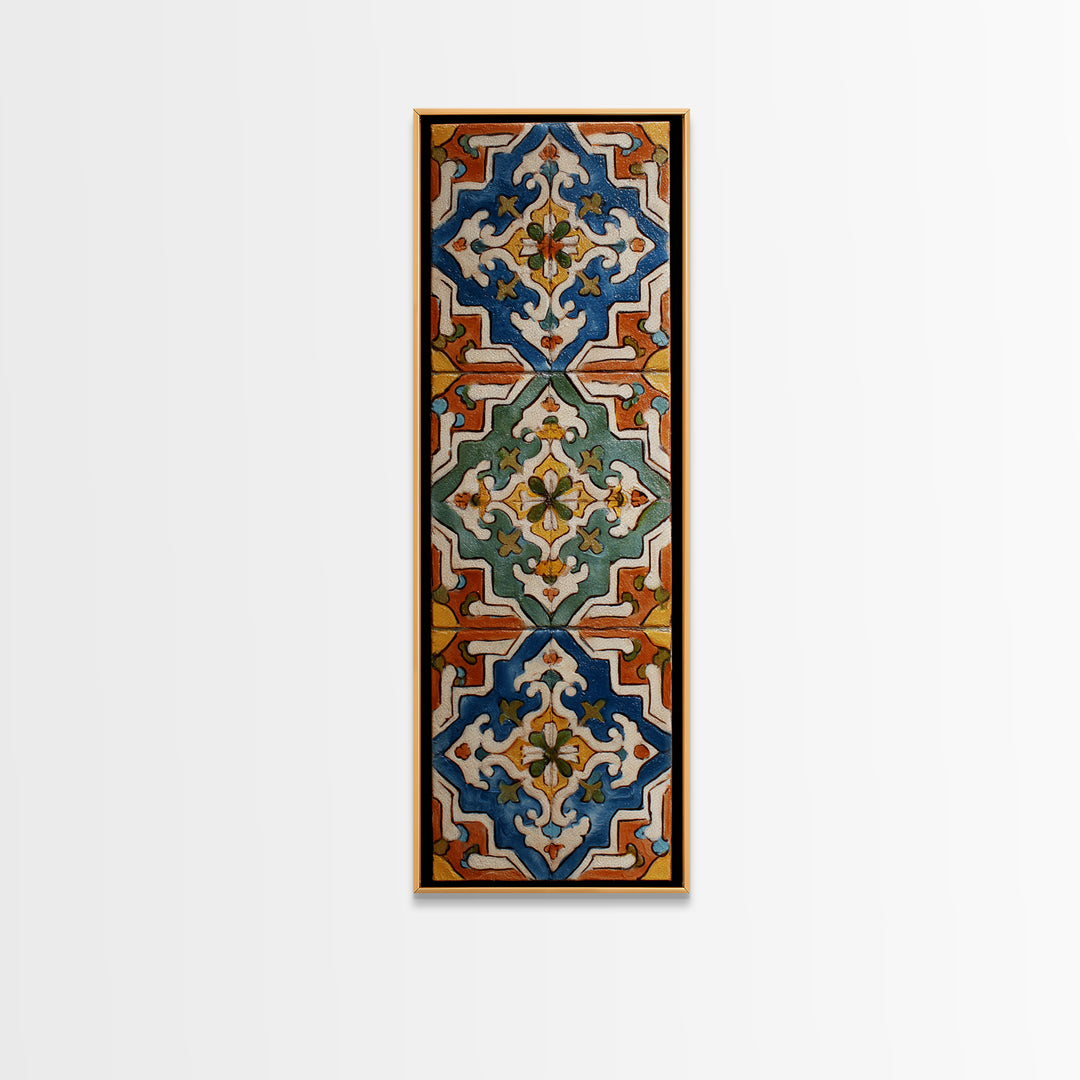 Italian Tile Pattern Framed Canvas Print, Italian Villa Art, Digital Download Art, Living Room Decor, Fine Art, Villa, IVA-1x3-53