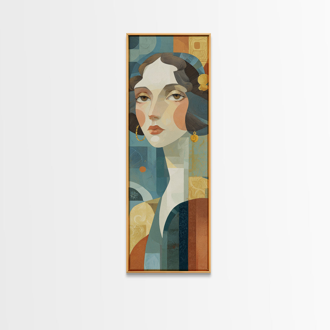 Renaissance Inspired Portrait with Modern Softness Canvas Print, Italian Villa Art, Landscape Painting, Living Room Decor, IVA-1x3-54