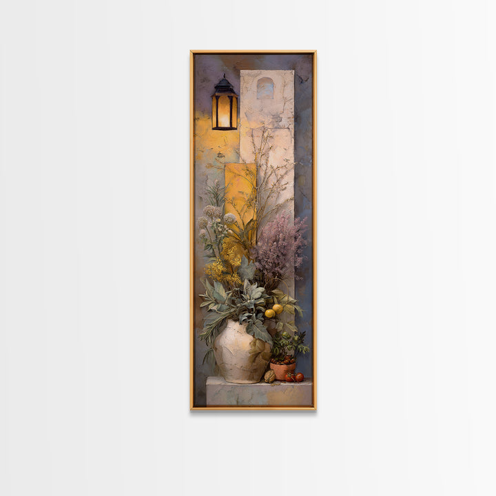 Pasta Herbs and Tomatoes Still Life Canvas Print, Italian Villa Art, Fine Art Print, Living Room Decor, Oil Painting, Villa, IVA-1x3-55