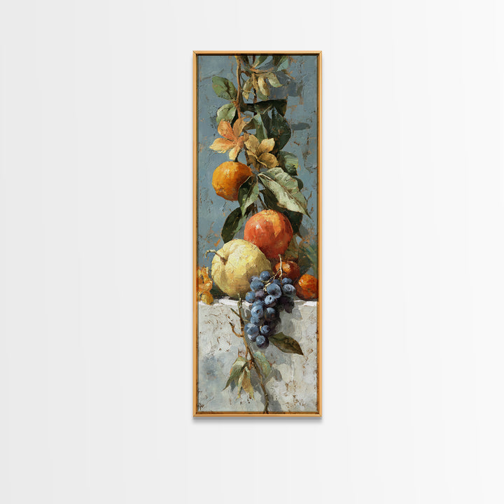 Marble Fruit Still Life Canvas Print, Italian Villa Art, Statement Artwork, Living Room Decor, Fine Art, Villa, Oil Painting, IVA-1x3-59