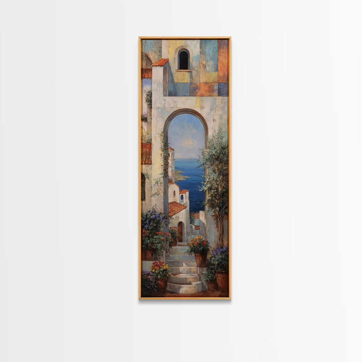 Mediterranean Arch Framing Blue Sea Canvas Print, Italian Villa Art, Luxury Decor, Living Room Decor, Fine Art, Villa, IVA-1x3-68