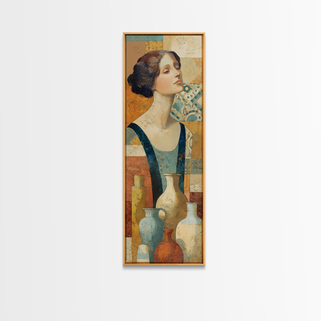 Renaissance Inspired Portrait with Modern Softness Canvas Print, Italian Villa Art, Coastal Wall Decor, Living Room Decor, IVA-1x3-78