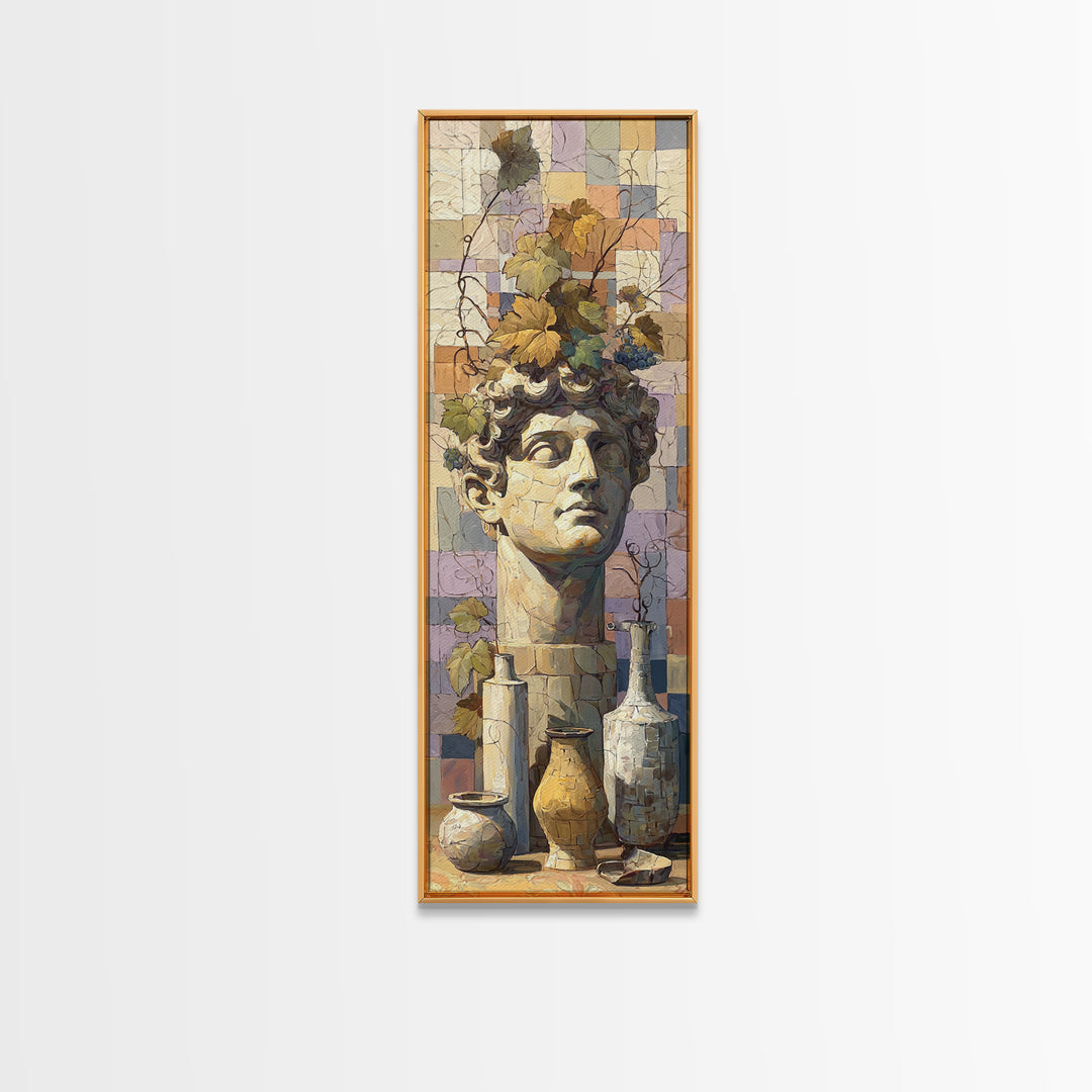 Classic Roman Statue Bust Framed Canvas Print, Italian Villa Art, Printable Wall Art, Living Room Decor, Abstract Art, Villa, IVA-1x3-96