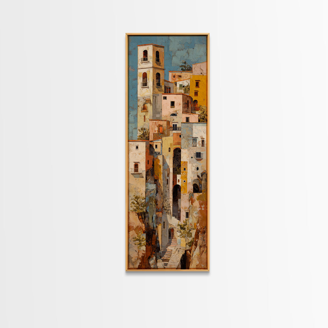 Amalfi Coast Cliffs Canvas Print, Italian Villa Art, Coastal Wall Art, Living Room Decor, Oil Painting, Villa, IVA-1x3-97