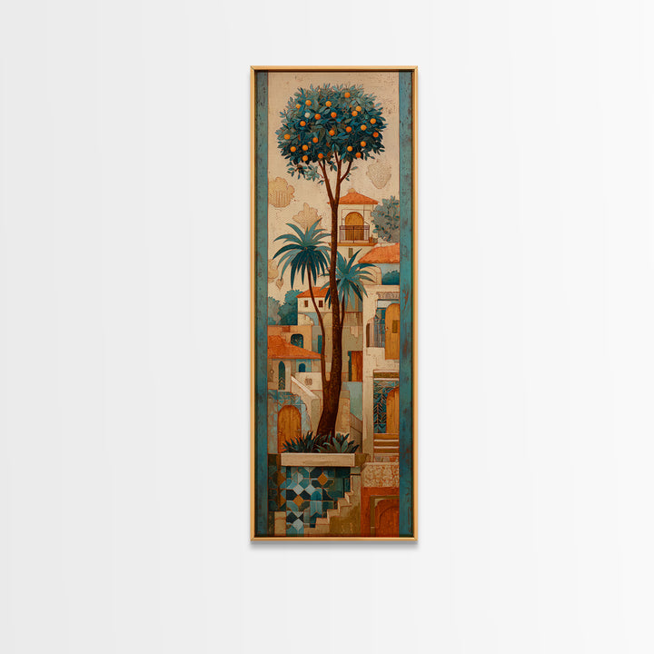 Orange Tree in a Courtyard Planter Canvas Print, Italian Villa Art, Rustic Home Decor, Living Room Decor, Fine Art, Villa, IVA-1x3-98