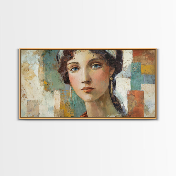 Renaissance Inspired Portrait with Modern Softness Canvas Print, Italian Villa Art, Landscape Print, Living Room Decor, Villa, IVA-2x1-14