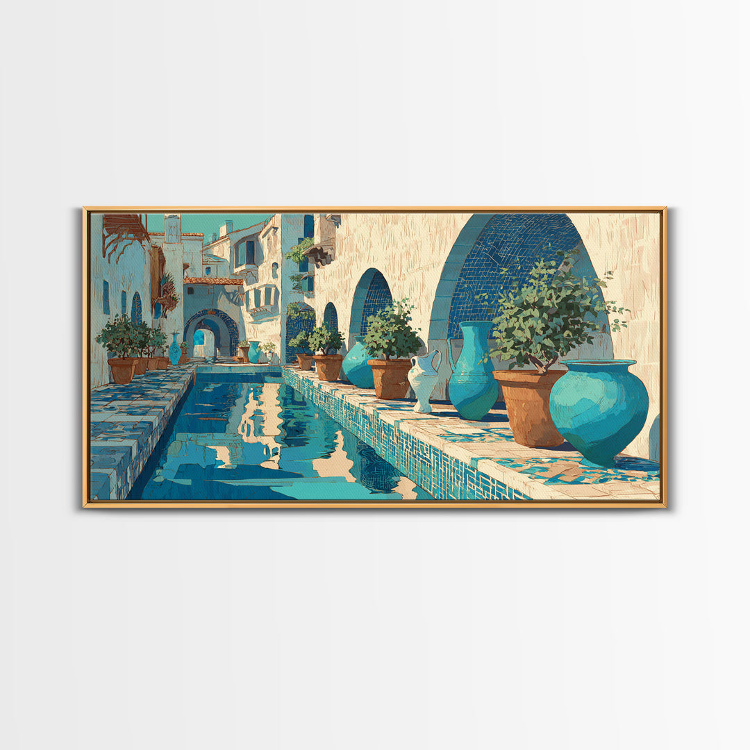 Venetian Canal Reflection Without City Crowd Framed Canvas Print, Italian Villa Art, Neutral Decor, Living Room Decor, Villa, IVA-2x1-16