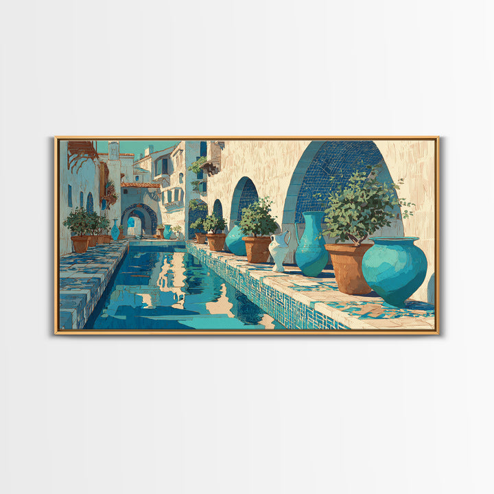 Venetian Canal Reflection Without City Crowd Framed Canvas Print, Italian Villa Art, Neutral Decor, Living Room Decor, Villa, IVA-2x1-16