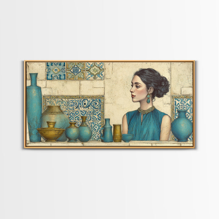 Renaissance Inspired Portrait with Modern Softness Canvas Print, Italian Villa Art, Landscape Print, Living Room Decor, Villa, IVA-2x1-38