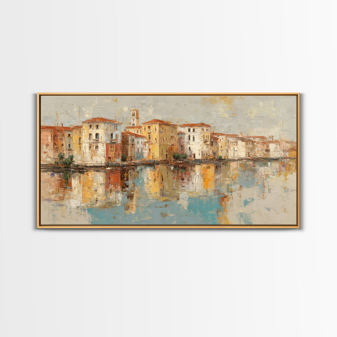 Venetian Canal Reflection Without City Crowd Canvas Print, Italian Villa Art, Contemporary Art, Living Room Decor, Villa, IVA-2x1-40