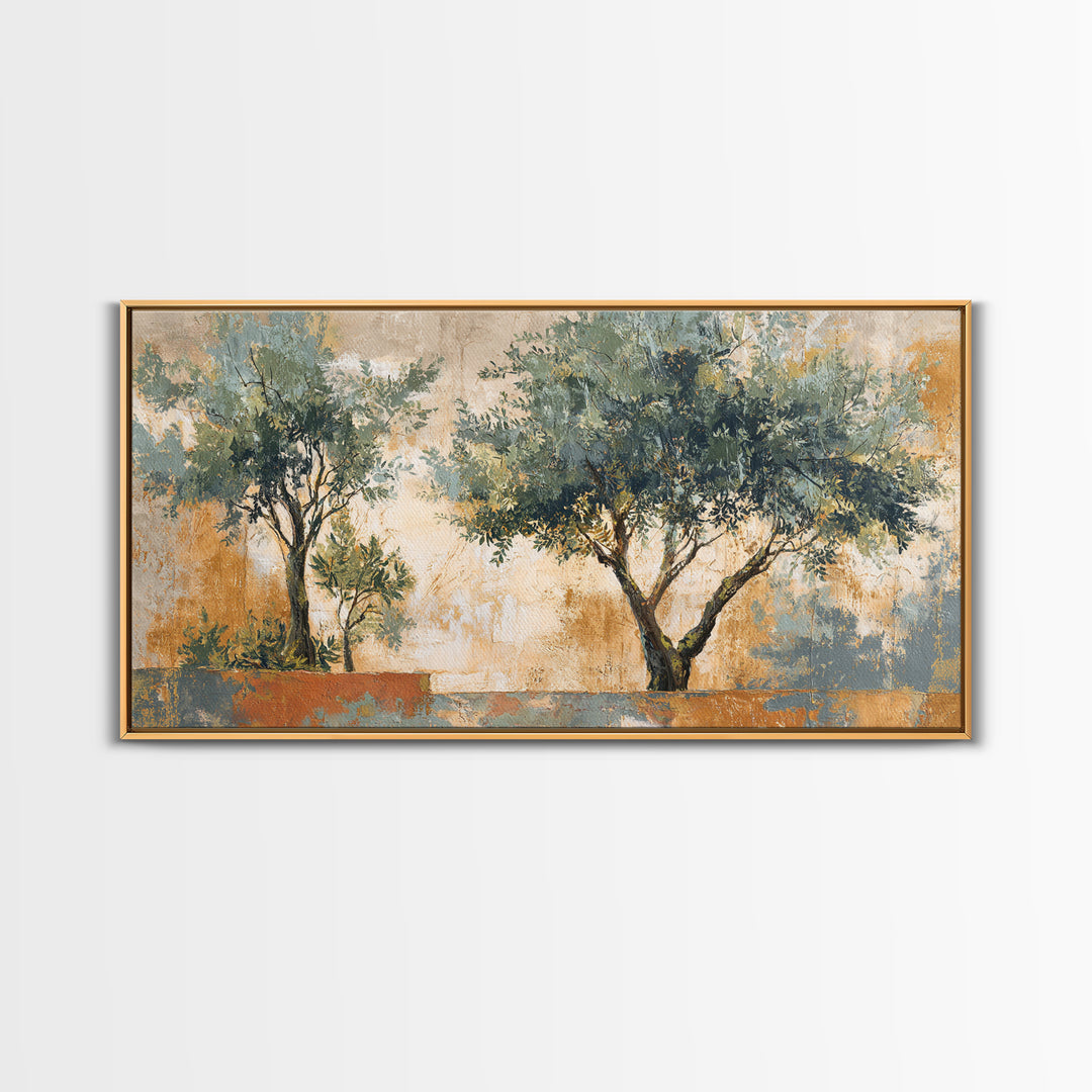 Olive Grove Path Canvas Print, Italian Villa Art, Framed Wall Art, Living Room Decor, Oil Painting, Villa, Colorful Wall Art, IVA-2x1-47