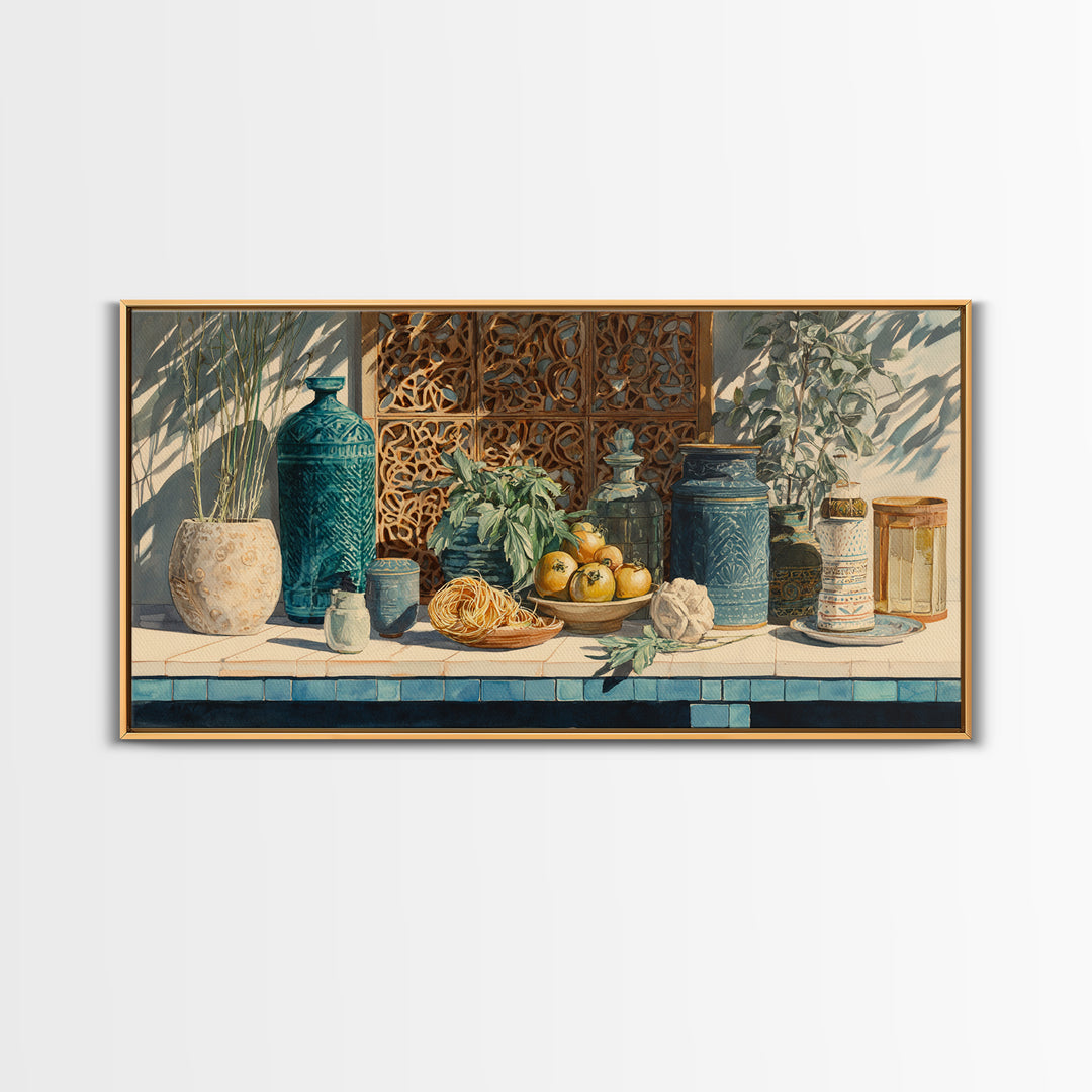 Pasta Herbs and Tomatoes Still Life Canvas Print, Italian Villa Art, Living Room Wall Art, Living Room Decor, Fine Art, Villa, IVA-2x1-63