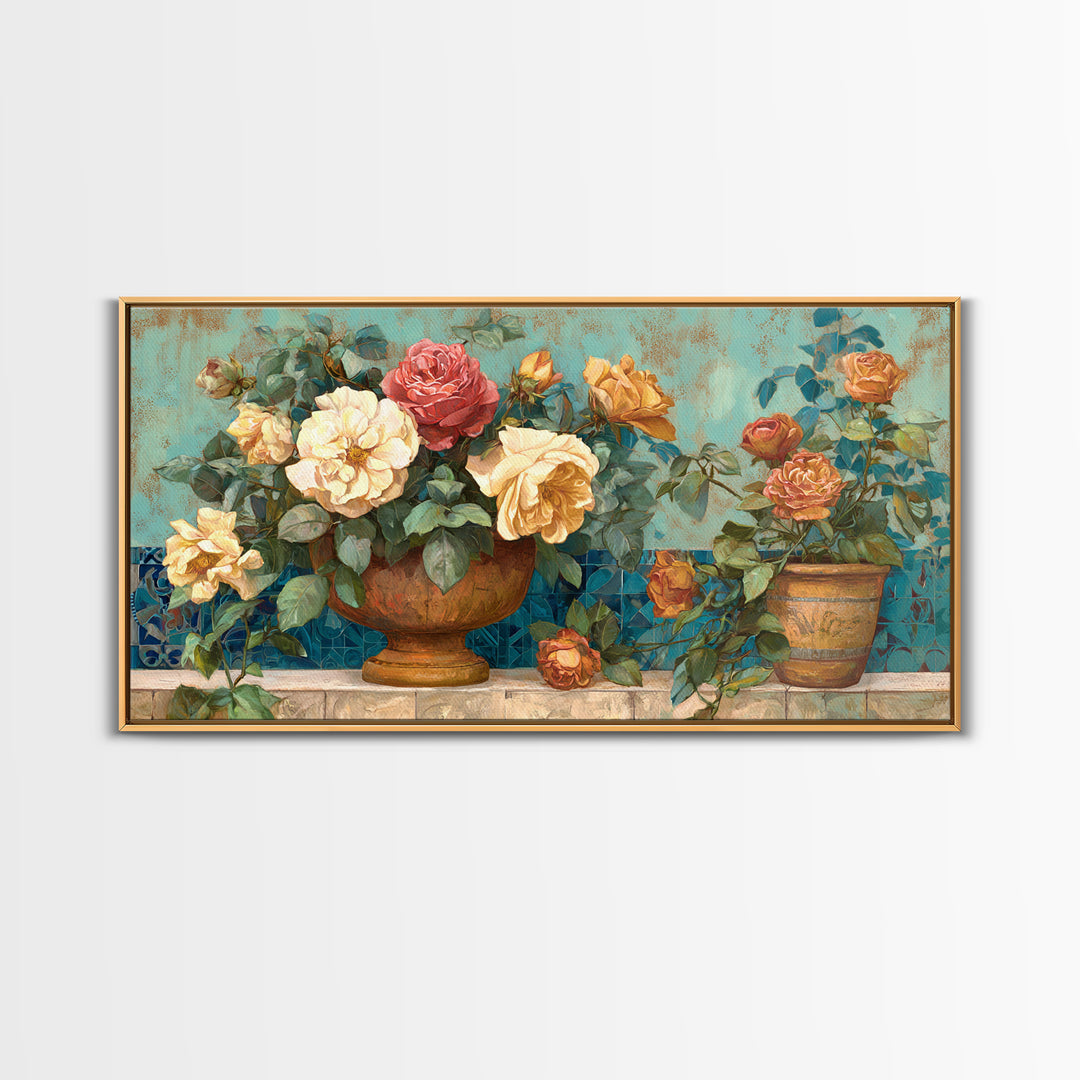 Italian Villa Garden Urn Canvas Print, Italian Villa Art, Art Print, Living Room Decor, Watercolor Art, Villa, Printable Art, IVA-2x1-98