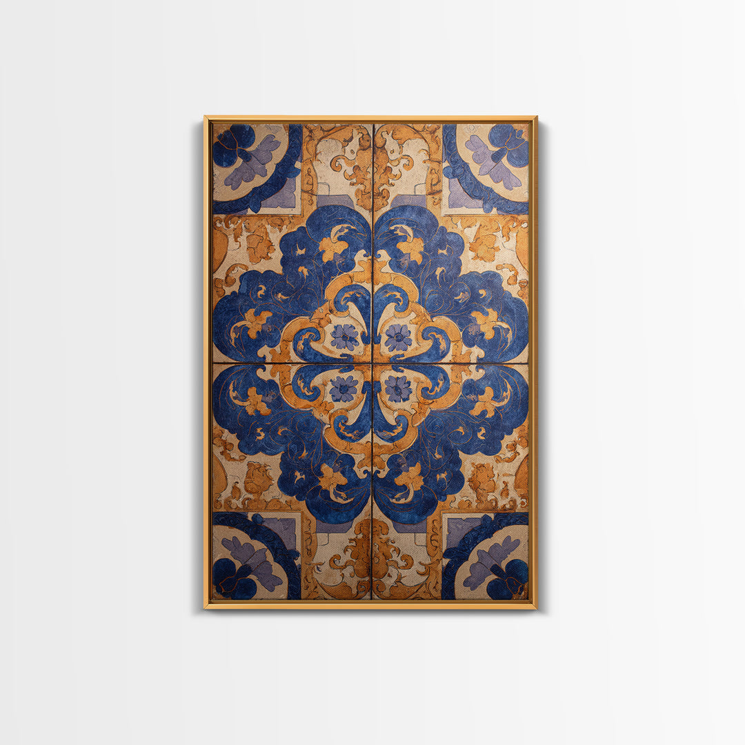 Italian Tile Pattern Canvas Print, Italian Villa Art, Statement Artwork, Living Room Decor, Fine Art, Villa, Oil Painting, IVA-2x3-49