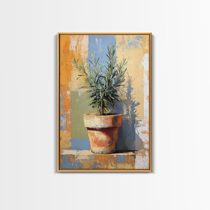 Terra Cotta Pot Framed Canvas Print, Italian Villa Art, Digital Art Print, Living Room Decor, Fine Art, Villa, Luxury Decor, IVA-2x3-6