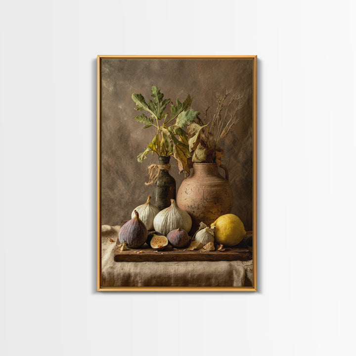 Figs and Cheese on Rustic Wooden Board Canvas Print, Italian Villa Art, Art Print, Living Room Decor, Fine Art, Villa, IVA-2x3-65