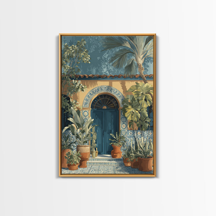 Italian Tile Pattern Framed Canvas Print, Italian Villa Art, Textured Painting, Living Room Decor, Villa, Living Room Wall Art, IVA-2x3-73