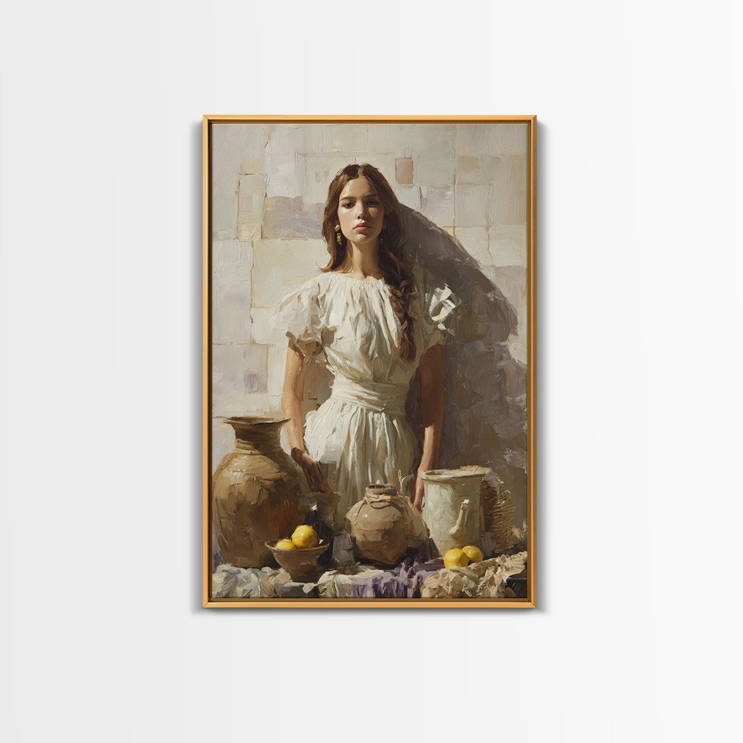 Renaissance Inspired Portrait with Modern Softness Canvas Print, Italian Villa Art, Boho Decor, Living Room Decor, Villa, IVA-2x3-74