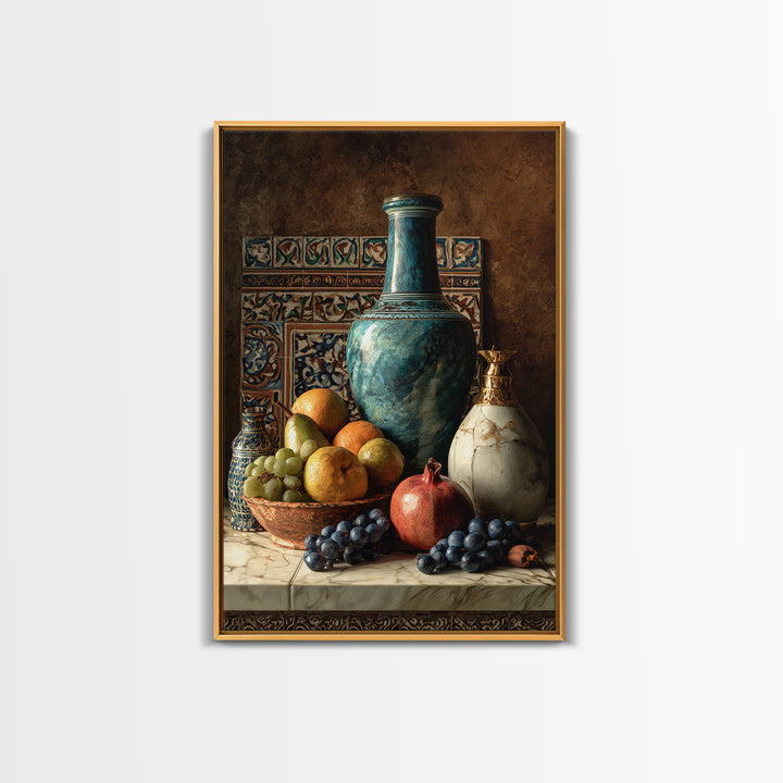 Marble Fruit Still Life Canvas Print, Italian Villa Art, Rustic Home Decor, Living Room Decor, Fine Art, Villa, Boho Decor, IVA-2x3-79