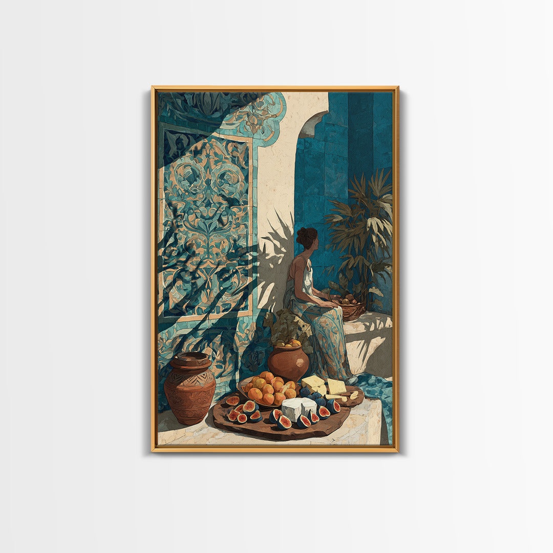 Figs and Cheese on Rustic Wooden Board Canvas Print, Italian Villa Art, Printable Wall Art, Living Room Decor, Villa, IVA-2x3-89
