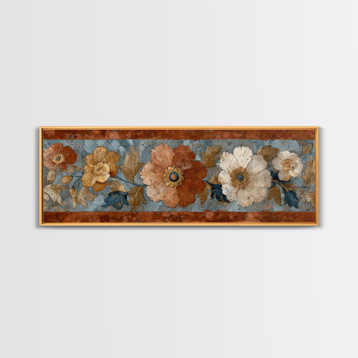 Florentine Floral Ornament Pattern Canvas Print, Italian Villa Art, Wall Art Prints, Living Room Decor, Fine Art, Villa, IVA-3x1-50