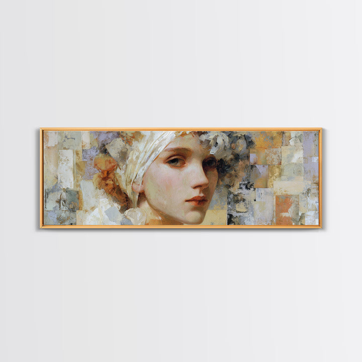 Renaissance Inspired Portrait with Modern Softness Canvas Print, Italian Villa Art, Oil Painting, Living Room Decor, Villa, IVA-3x1-58