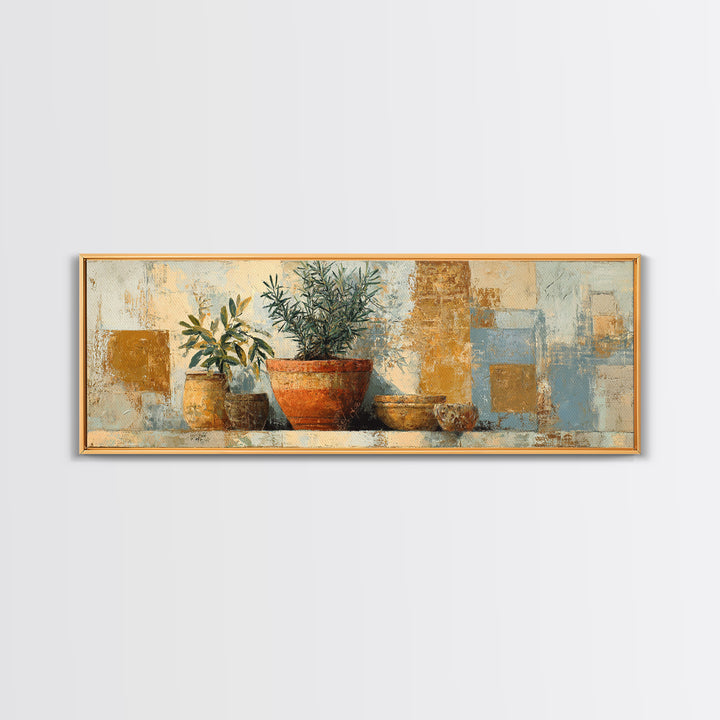 Terra Cotta Pot Canvas Print, Italian Villa Art, Living Room Art, Living Room Decor, Oil Painting, Villa, Neutral Decor, IVA-3x1-62