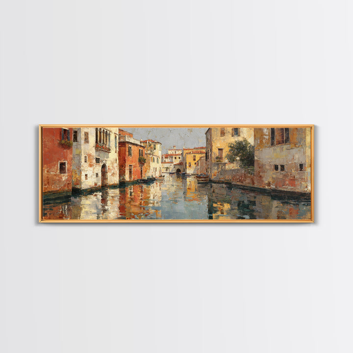 Venetian Canal Reflection Without City Crowd Canvas Print, Italian Villa Art, Contemporary Art, Living Room Decor, Villa, IVA-3x1-84