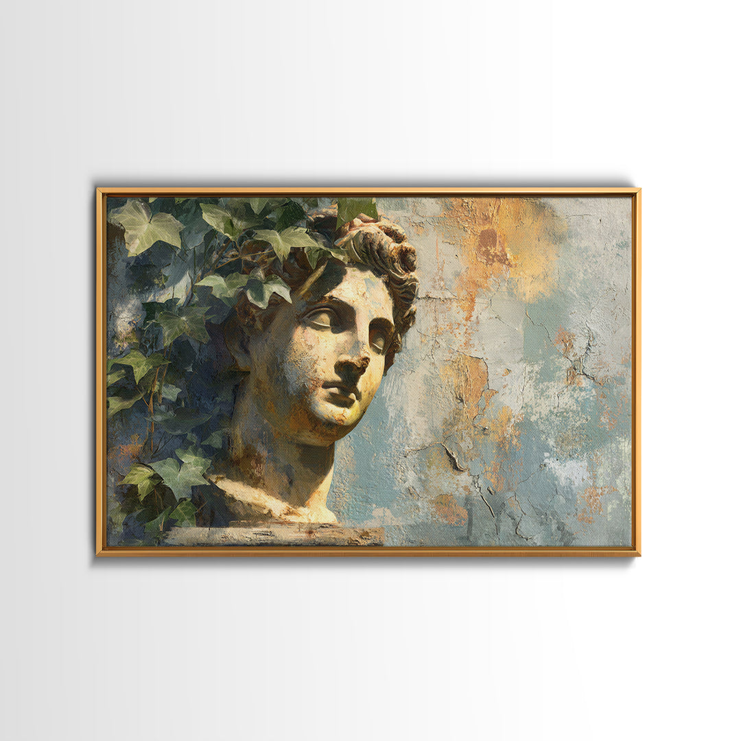 Classic Roman Statue Bust Canvas Print, Italian Villa Art, Art Print, Living Room Decor, Watercolor Art, Villa, Printable Art, IVA-3x2-16