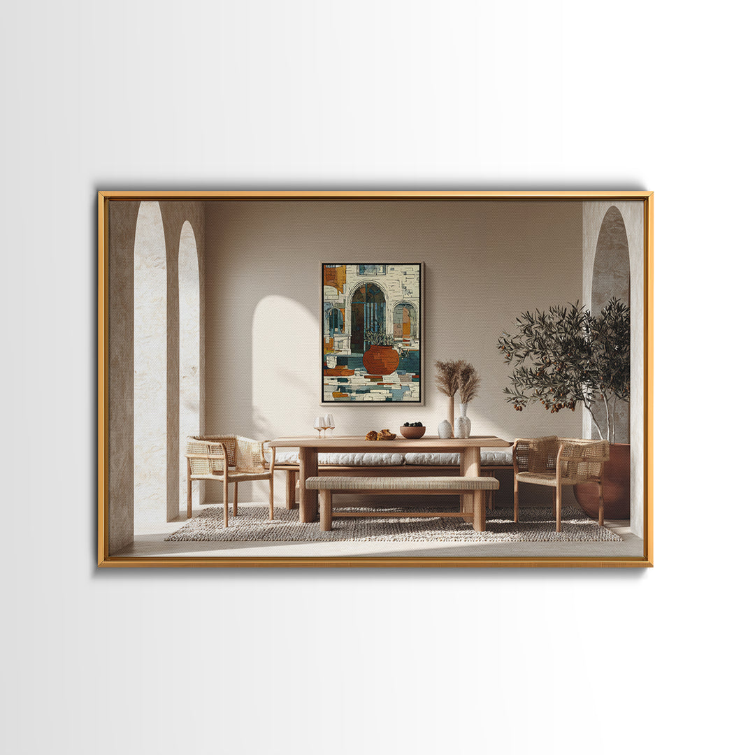 White Wine and Olives Still Life Framed Canvas Print, Italian Villa Art, Room Decor, Living Room Decor, Fine Art, Villa, IVA-3x2-20