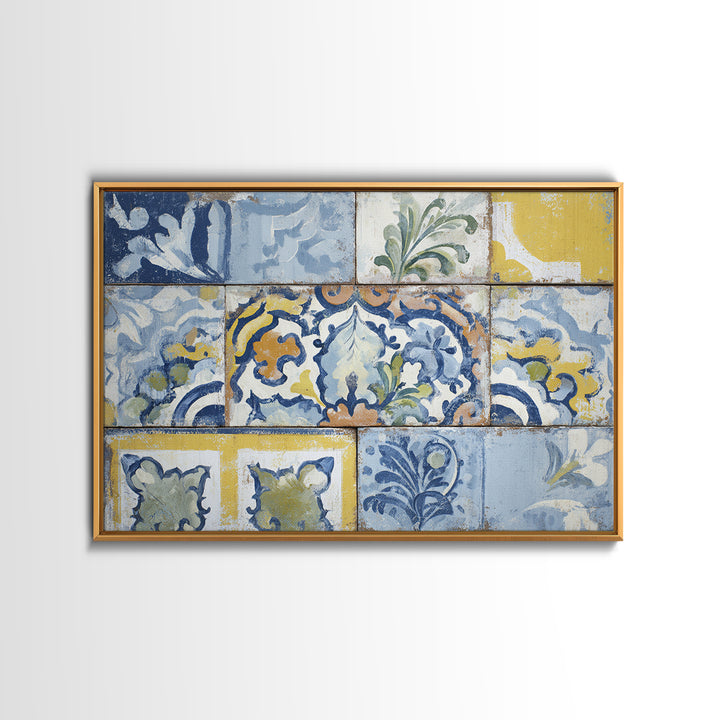 Italian Tile Pattern Canvas Print, Italian Villa Art, Original Painting, Living Room Decor, Fine Art, Villa, Landscape Painting, IVA-3x2-21