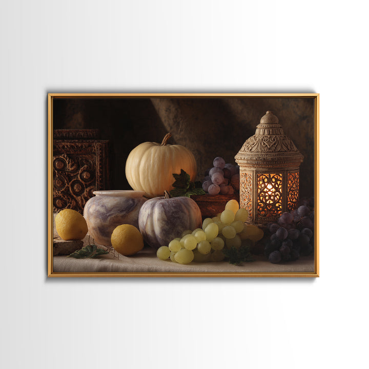 Marble Fruit Still Life Framed Canvas Print, Italian Villa Art, Textured Painting, Living Room Decor, Fine Art, Villa, IVA-3x2-27