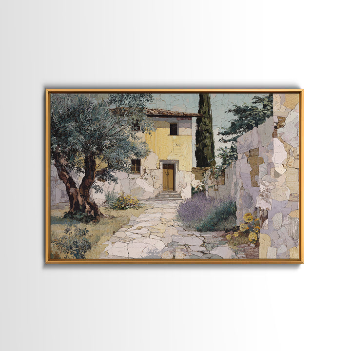 Olive Grove Path Framed Canvas Print, Italian Villa Art, Oil Painting, Living Room Decor, Fine Art, Villa, Farmhouse Wall Art, IVA-3x2-31