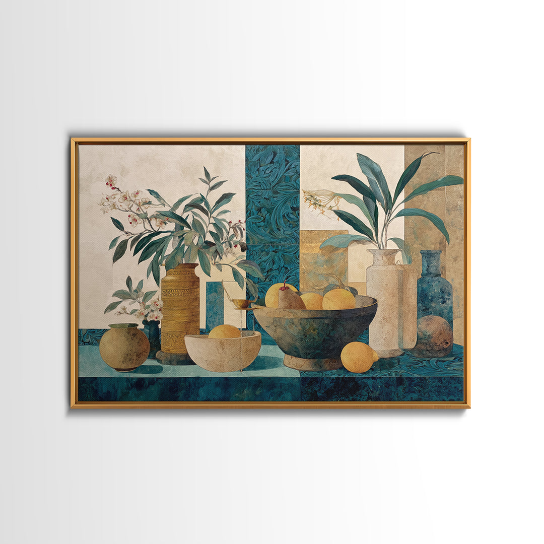 Marble Fruit Still Life Canvas Print, Italian Villa Art, Original Painting, Living Room Decor, Villa, Landscape Painting, IVA-3x2-51
