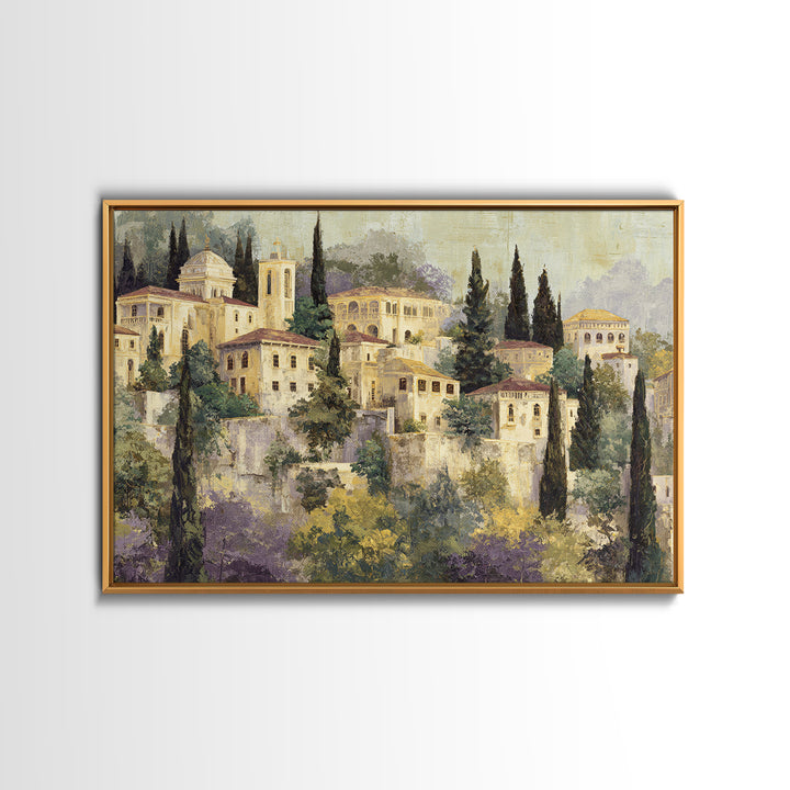 Tuscan Hillside with Cypress Trees and Golden Canvas Print, Italian Villa Art, Living Room Wall Art, Living Room Decor, Villa, IVA-3x2-53