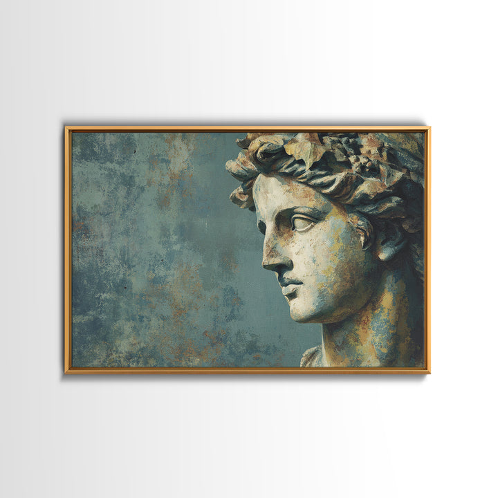 Classic Roman Statue Bust Framed Canvas Print, Italian Villa Art, Bedroom Wall Decor, Living Room Decor, Abstract Art, Villa, IVA-3x2-64