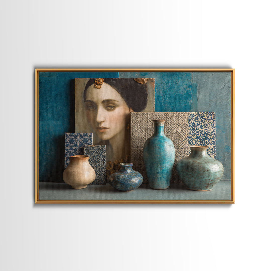 Renaissance Inspired Portrait with Modern Softness Canvas Print, Italian Villa Art, Oil Painting, Living Room Decor, Villa, IVA-3x2-70