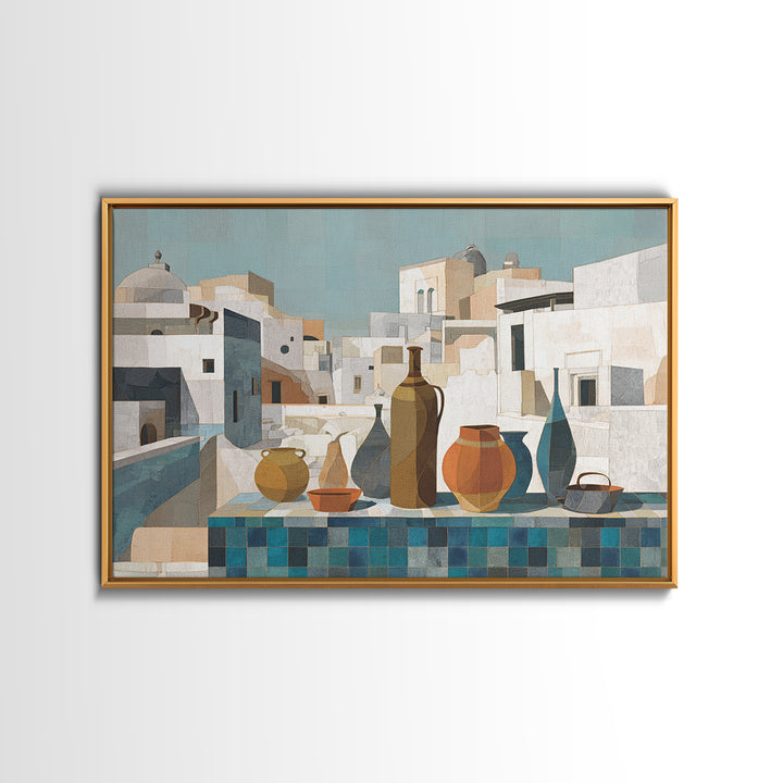 Terracotta Rooftops Against Pale Sky Canvas Print, Italian Villa Art, Farmhouse Wall Art, Living Room Decor, Villa, IVA-3x2-80