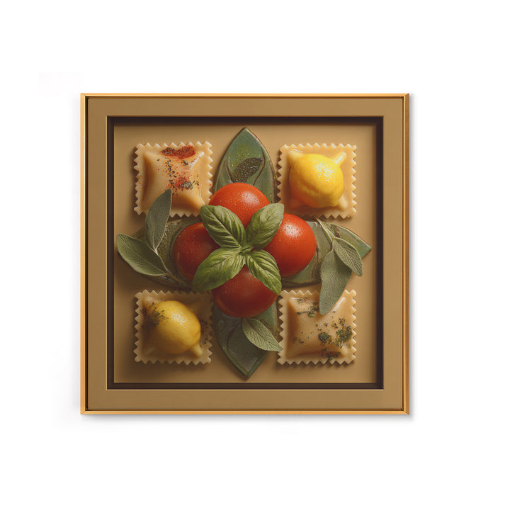 Pasta Lemons and Basil Mediterranean Still Life Canvas Print, Kitchen Art, Dining Room Wall Art, Kitchen Decor, Kitchen, KIT-1x1-17