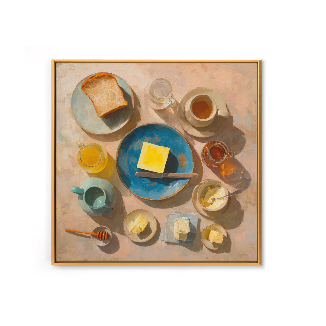 Fresh Bread with Butter and Honey Canvas Print, Kitchen Art, Kitchen Decor, Kitchen, Kitchen Art Print, Bar Cart Decor, KIT-1x1-18