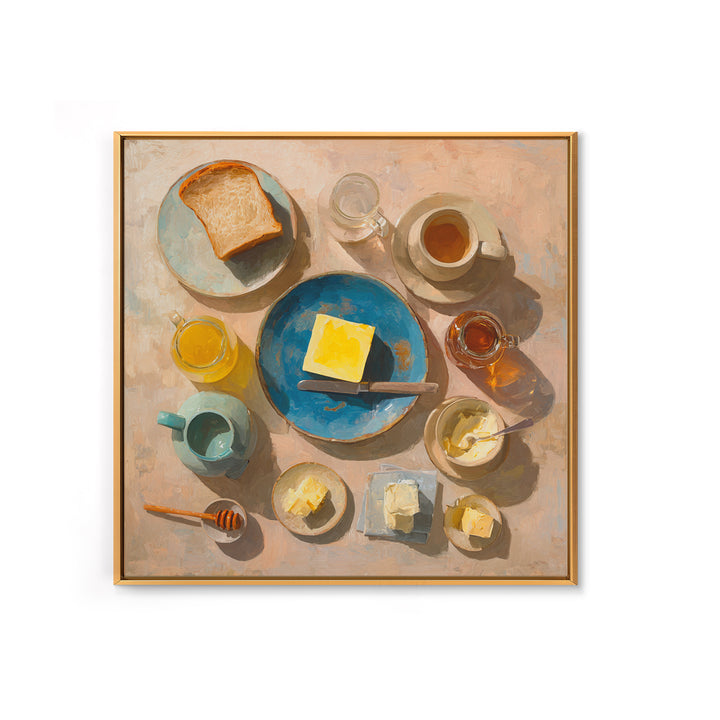 Fresh Bread with Butter and Honey Canvas Print, Kitchen Art, Kitchen Decor, Kitchen, Kitchen Art Print, Bar Cart Decor, KIT-1x1-18