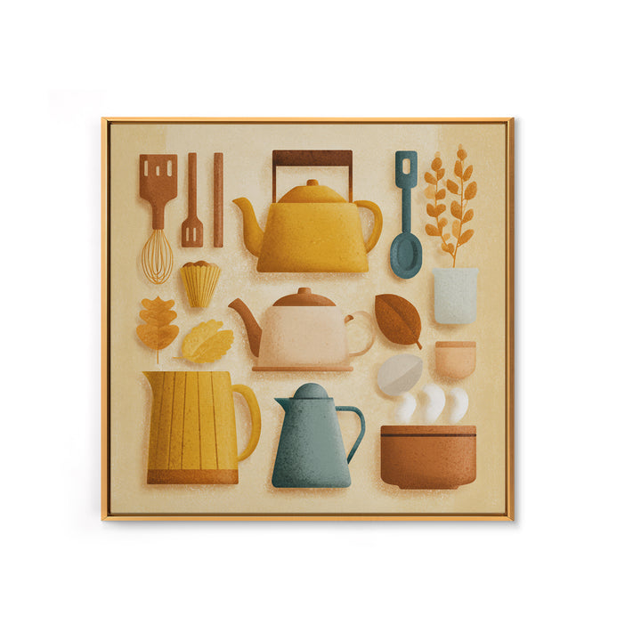 Kitchen Utensil Silhouettes Framed Canvas Print, Kitchen Art, Kitchen Print, Kitchen Decor, Fine Art, Kitchen, Art Print, KIT-1x1-21