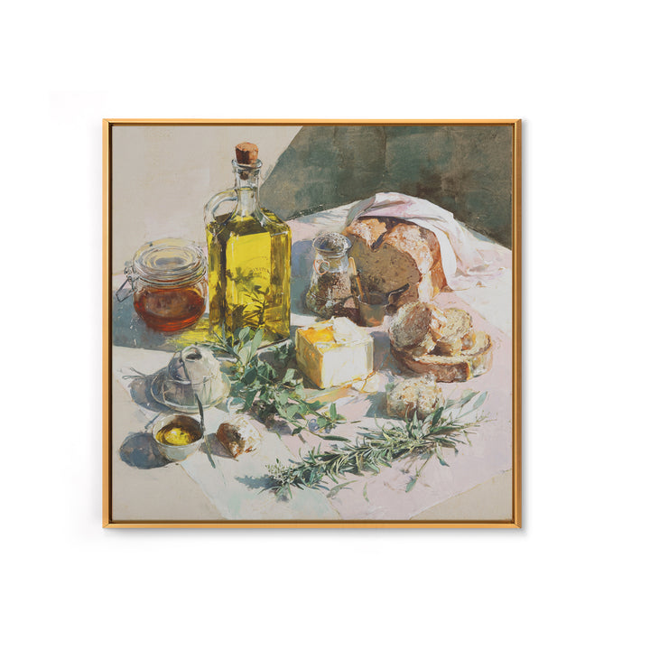 Olive Oil Bottle and Rosemary Branch Framed Canvas Print, Kitchen Art, Fine Art Print, Kitchen Decor, Fine Art, Kitchen, KIT-1x1-29