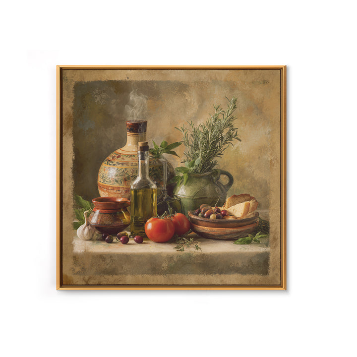 Olive Oil Bottle and Rosemary Branch Canvas Print, Kitchen Art, Coffee Print, Kitchen Decor, Watercolor Art, Kitchen, KIT-1x1-5